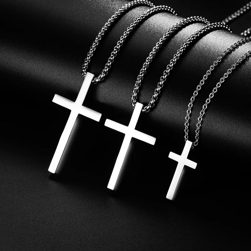 Collier pendentif croix en acier inoxydable