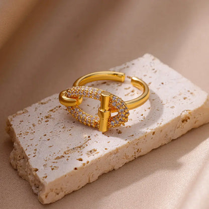 Bague couleur Or, acier inoxydable