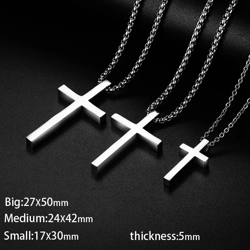 Collier pendentif croix en acier inoxydable