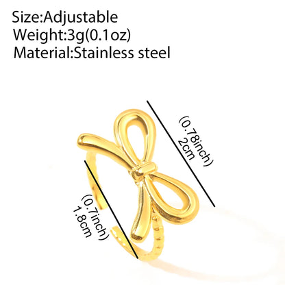 Bague en acier inoxydable, nœud papillon romantique