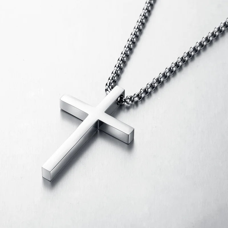Collier pendentif croix en acier inoxydable